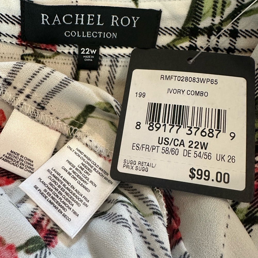 Rachel Roy Collection FLORAL CHECK‎ RUFFLE CUFF BLOUSE - Picture 12 of 15